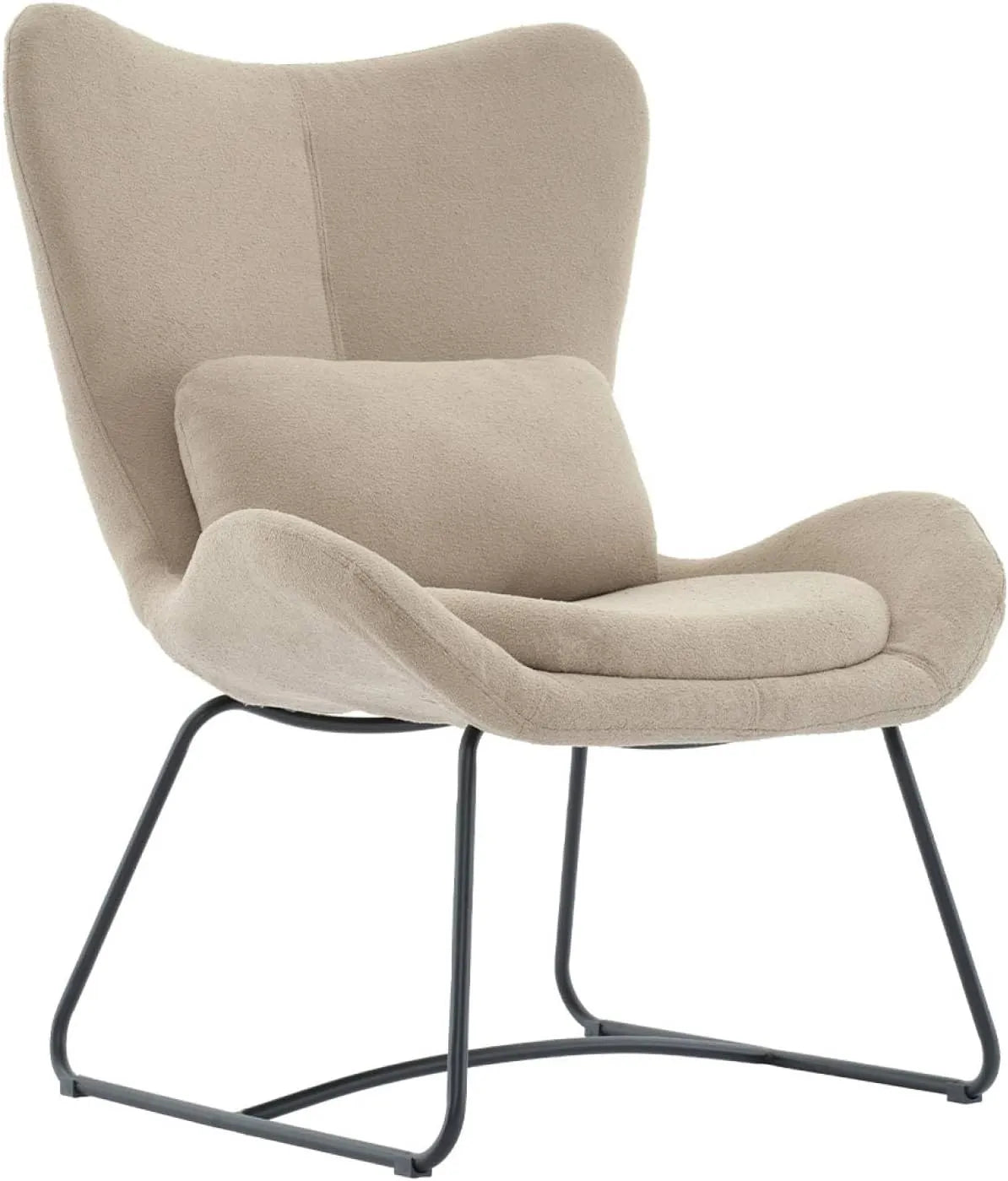Sweeek - Fauteuil Confortable en Tissu Beige avec Coussin Inclu Nina, 75 x 78 x 101 cm