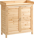 Outsunny Armoire de Jardin en Bois Massif avec Étagères et Double Porte - 83 x 40 x 92 cm