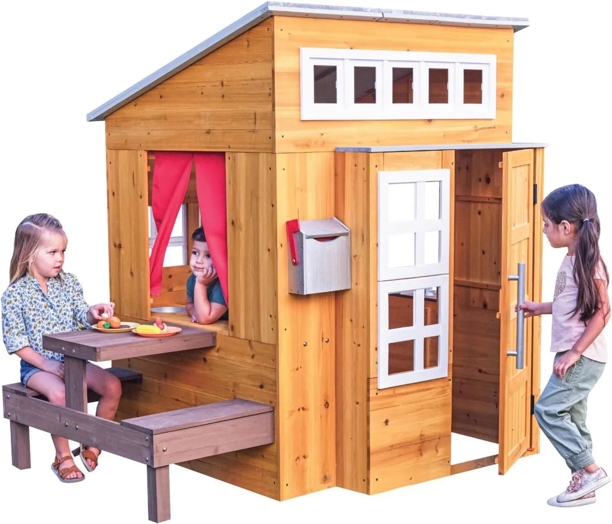 Cabane en Bois pour Enfants avec Cuisine et Mobilier d'Extérieur