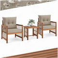 Ensemble Salon de Jardin avec Fauteuils et Table Basse en Acacia et Acier