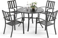 Ensemble de Jardin PHI Villa 5 Pièces pour 4, Table Ronde et Chaises Métal Empilables, Idéal pour Balcon, Terrasse et Cour