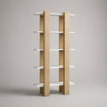 Bibliothèque ouverte 80 x 30 x 180 cm bois chêne et MDF blanc structure rectangulaire étagères multiples