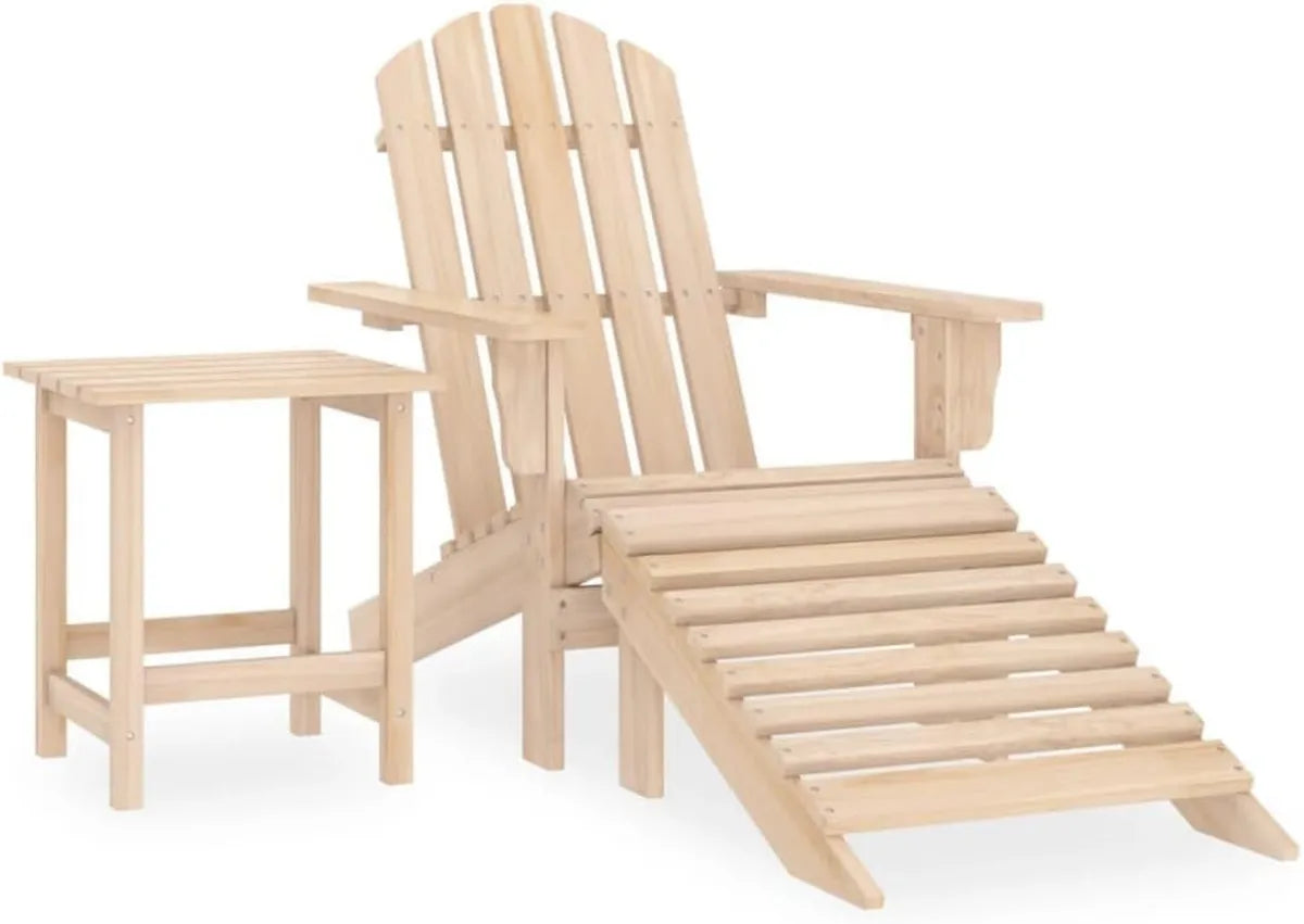 Ensemble de Mobilier de Jardin Adirondack en Bois de Sapin avec Repose-Pieds et Table