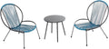 Ensemble de Jardin 3 Pièces Bleu - 2 Fauteuils et Table Basse - Design Rétro et Confortable - Résistant à l'Eau pour Extérieur