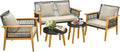 Ensemble de Jardin 5 Pièces en Rotin avec Cadre en Acacia, Coussins Confortables pour Terrasse et Jardin