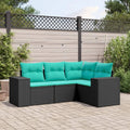 Ensemble de Jardin 4 pièces en Résine Tressée Noire avec Coussins