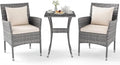 Ensemble de Jardin en Rotin PE avec Table en Verre et Chaises Confortables, Mobilier Extérieur avec Coussins Lavables, Capacité 180 kg (Beige)