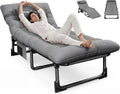 Chaise Longue de Jardin Pliable avec Coussin et Appui-tête Réglable - 200x69x34 cm - Gris