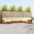 Salon de Jardin 8 Pièces en Bois d'Acacia avec Coussins Crème