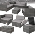 Ensemble de Jardin 5 Places en Résine Tressée avec Rangement et Table - Gris