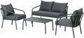 Ensemble de Jardin BERGAME 4 Places 120 cm en Acier Gris | Mobilier Extérieur Convivial et Résistant | Idéal pour Terrasse et Piscine