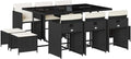 Ensemble de Salle à Manger Extérieur 11 pcs, Chaises avec Accoudoirs, Meubles Modernes en Résine Tressée Noire