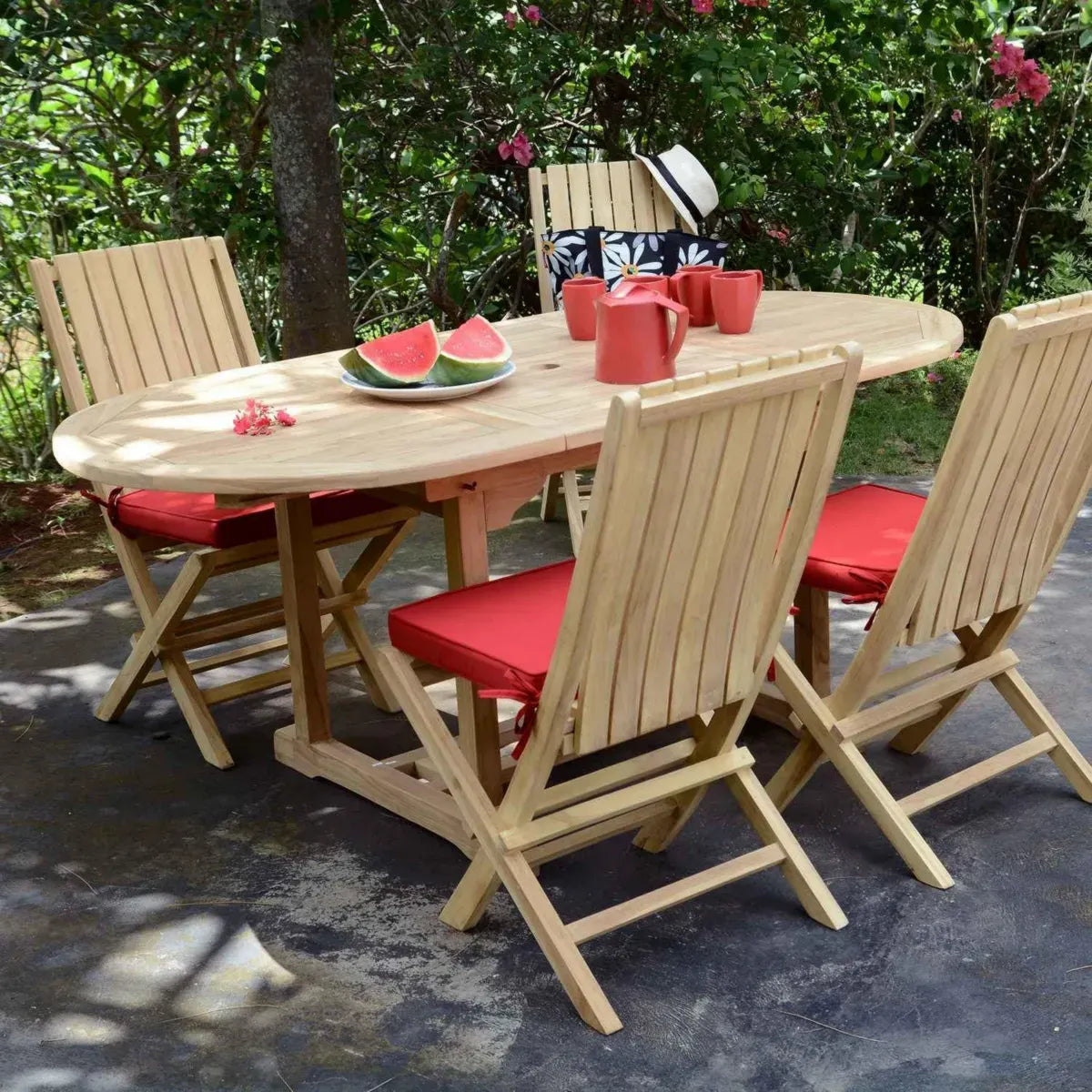 Table à Manger Extensible en Teck Massif, Forme Ovale - Modèle Sirius 120/180 x 90 cm