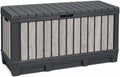 Coffre de Jardin 350L Effet Bois Gris - Banc de Rangement Multifonctionnel