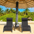 LIFERUN Ensemble de 2 Transats de Jardin Empilables en Aluminium avec Table et Coussin, Résistant aux Intempéries, Dossier Réglable 5 Positions, Idéal pour Jardin et Piscine