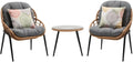 Ensemble de Jardin en Rotin et Acier avec Canapé, Fauteuils et Table Basse - Coussins Inclus