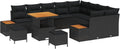 Ensemble de Salon de Jardin 12 pcs en Rotin Synthétique Noir, Mobilier Extérieur Moderne, Léger et Modulable, Résistant aux UV avec Rangements