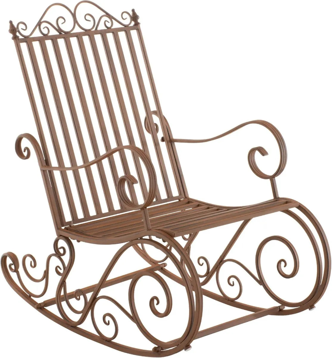 Fauteuil à bascule ergonomique Smilla pour jardin, résistant aux intempéries, style maison de campagne - Marron