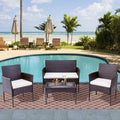 Ensemble de Jardin en Résine 4 Pièces avec Fauteuils, Canapé et Table - Mobilier pour Terrasse et Balcon