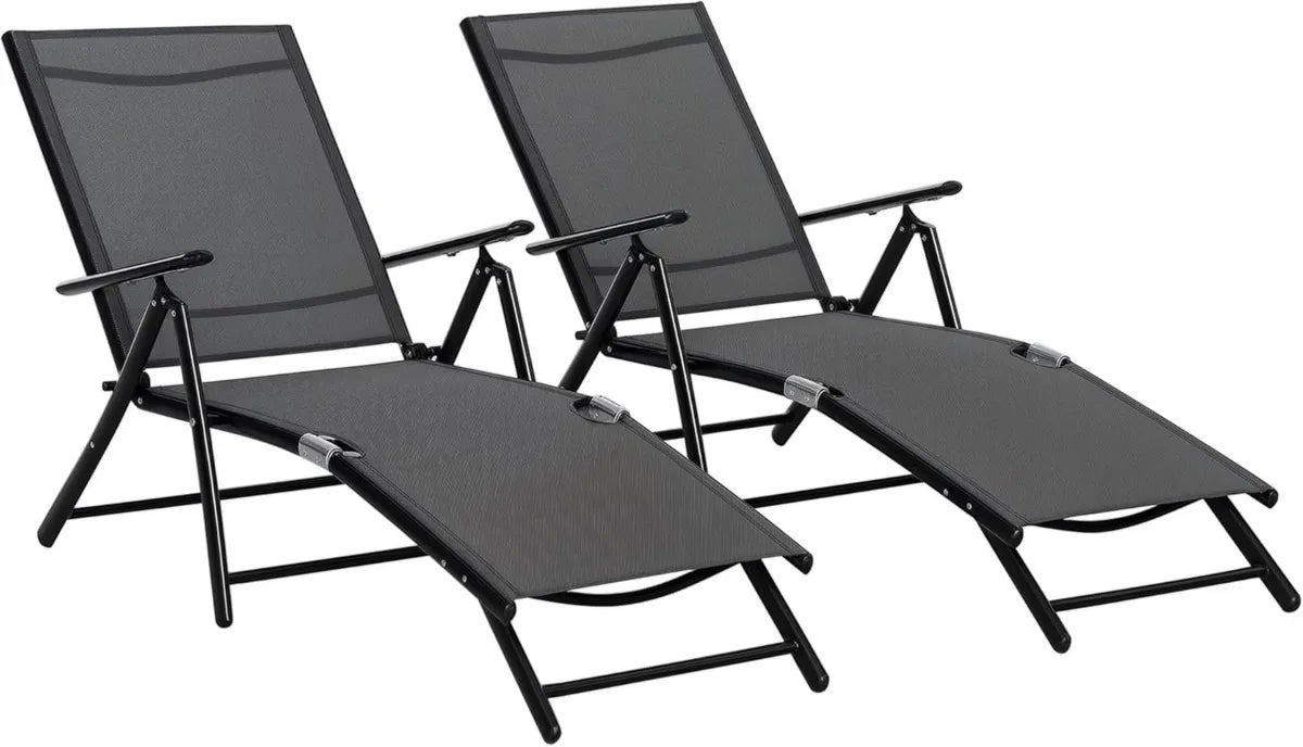 Chaises Longues Pliantes Aluminium Réglables 7 Positions pour Jardin Piscine