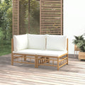 Ensemble de Jardin en Bambou 2 Pièces avec Coussins Crème, Mobilier d'Extérieur