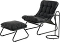 Chaise Longue à Bascule d'Extérieur avec Coussin, Ensemble Complet, Gris Foncé