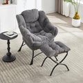 Fauteuil Relax Moderne Gris avec Repose-Pieds Amovible et Poche de Rangement