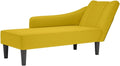Chaise Relax Jaune en Velours avec Accoudoir, Moderne et Confortable, Idéale pour Salon, Chambre ou Bureau, 140x56x66 cm