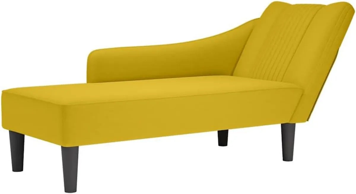 Chaise Relax Jaune en Velours avec Accoudoir, Moderne et Confortable, Idéale pour Salon, Chambre ou Bureau, 140x56x66 cm