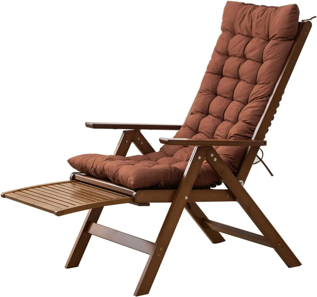 Chaise longue en bambou inclinable, pliable avec repose-pieds, pour jardin ou terrasse