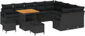Ensemble de Salon de Jardin Modulable 12 Pièces avec Coussins Noirs, Mobilier Extérieur Résistant aux UV, Confort et Élégance Moderna