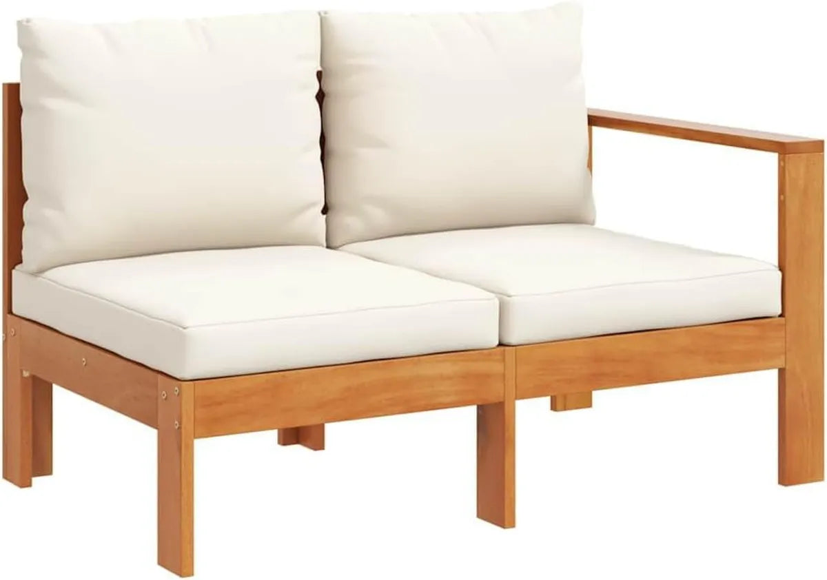 Sofa d'extérieur 2 places avec accoudoir en bois d'acacia massif