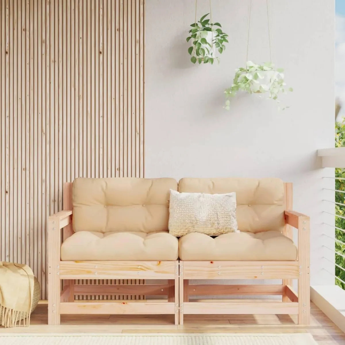 Ensemble de Canapés d'Angle en Bois de Pin pour Jardin, Salon de Jardin de Luxe