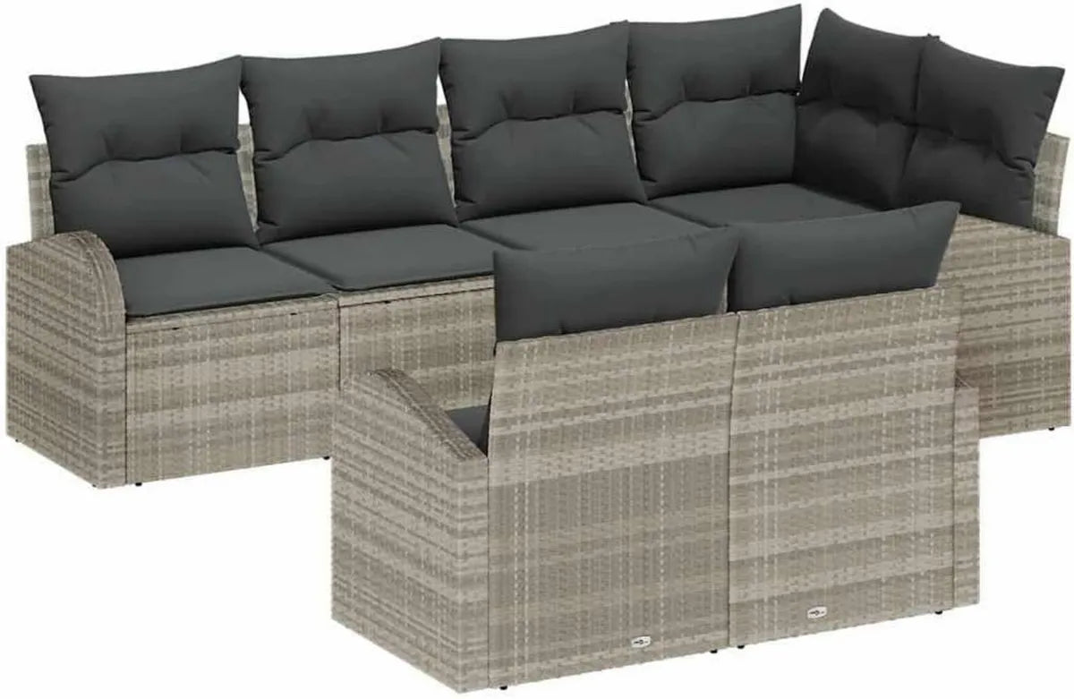 Ensemble de Salon de Jardin en Polyrotin Modulable 7 pièces - Gris Clair