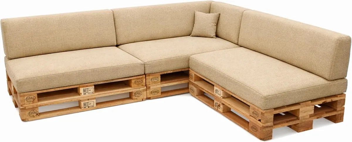 Ensemble de Coussins Beige pour Canapé Palette: 8 Pièces - Assises et Dossiers