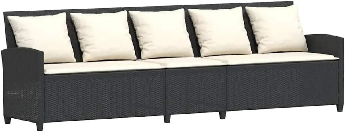 Canapé d'Extérieur 5 Places en Résine Tressée Noire avec Coussins - vidaXL