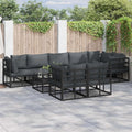 Salon de Jardin en Aluminium Noir 9 Pièces avec Coussins Confort pour Terrasse et Patio