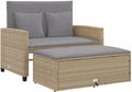 Canapé de Terrasse 2 Places avec Coussins Beige en Résine Tressée