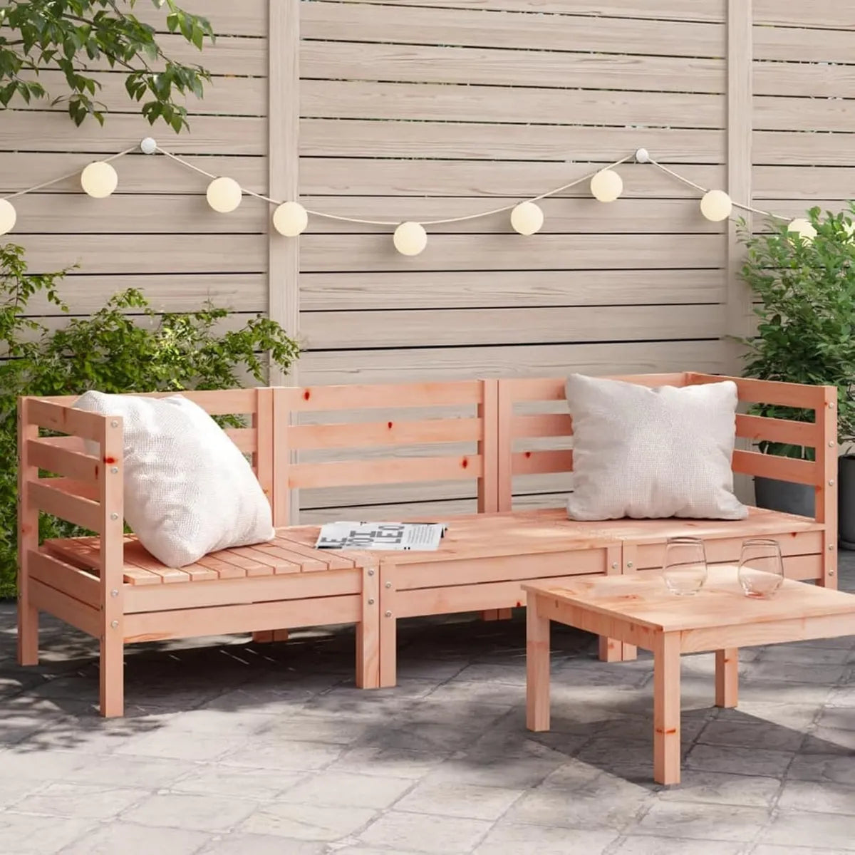Canapé d'Extérieur 3 Places en Bois Massif Douglas pour Jardin et Terrasse