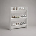 Meuble à chaussures 100 cm x 30 cm x 110 cm en panneaux de particules mélaminés blanc forme rectangulaire à 3 niveaux inclinés