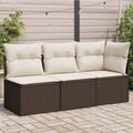 Ensemble de canapé de jardin 3 places en rotin brun avec coussins