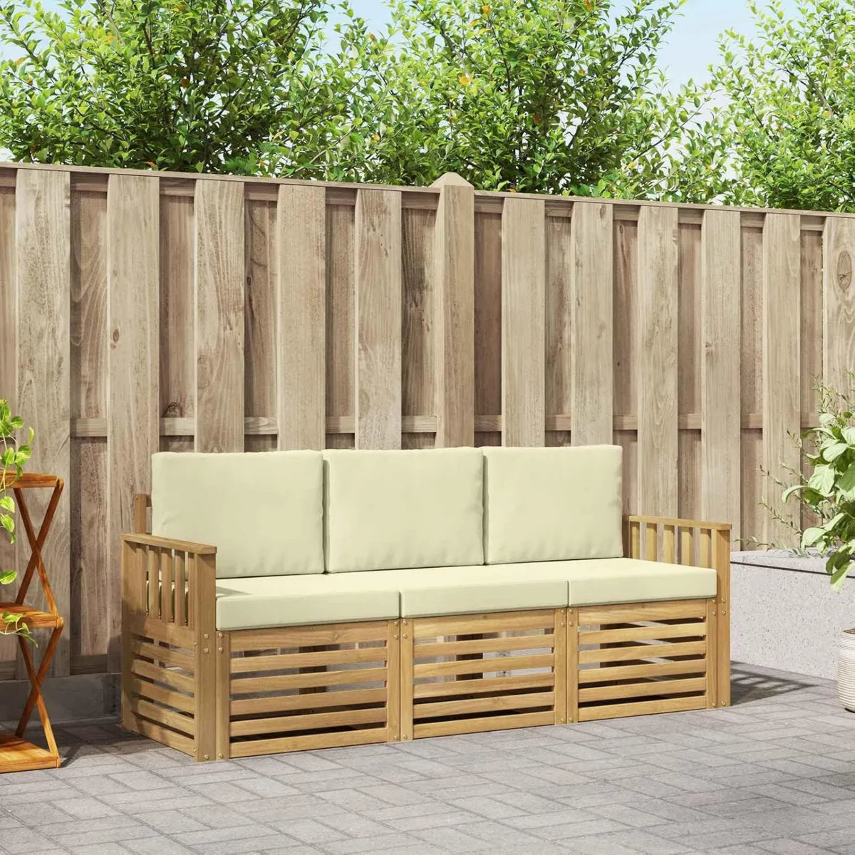 Ensemble de Canapés Modulable en Bois d'Acacia pour Jardin et Piscine