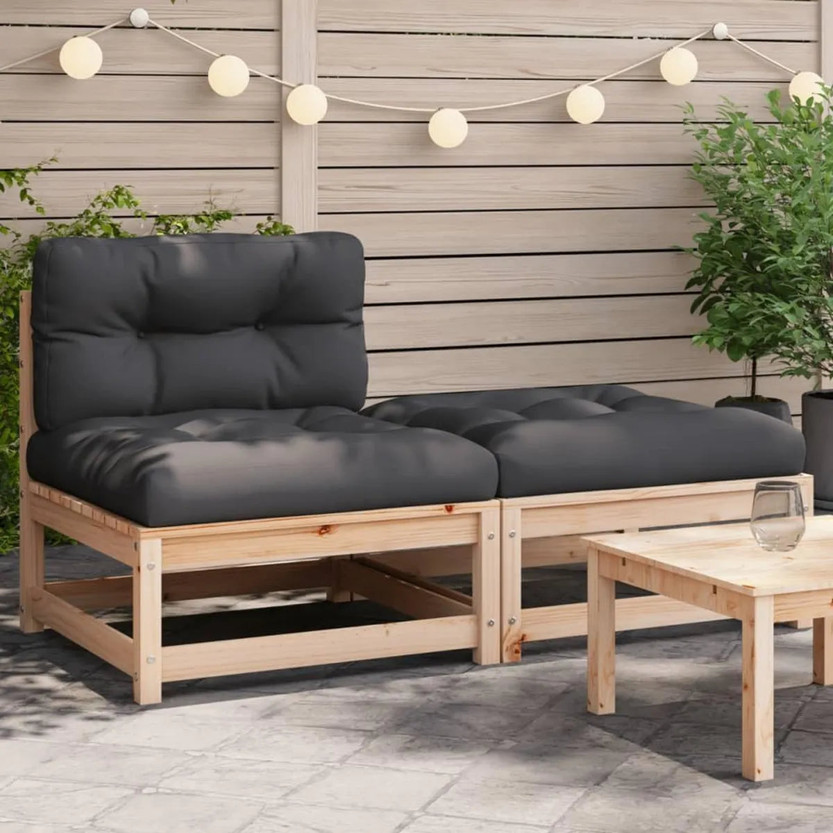 Ensemble de Salon Extérieur avec Coussins et Pouf, Mobilier de Jardin pour Balcon et Terrasse