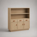 Buffet de salle à manger bois chêne clair 3 portes 3 tiroirs étagère ouverte 120 cm x 35 cm x 120 cm