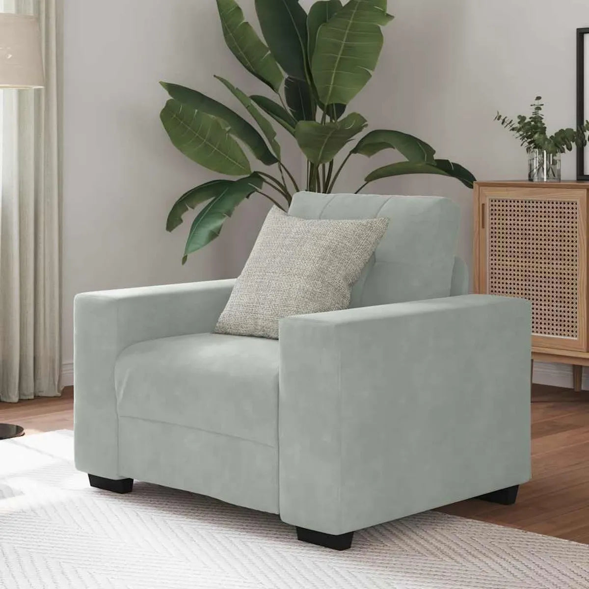Fauteuil Convertible Gris Clair en Velours pour Chambre ou Bureau