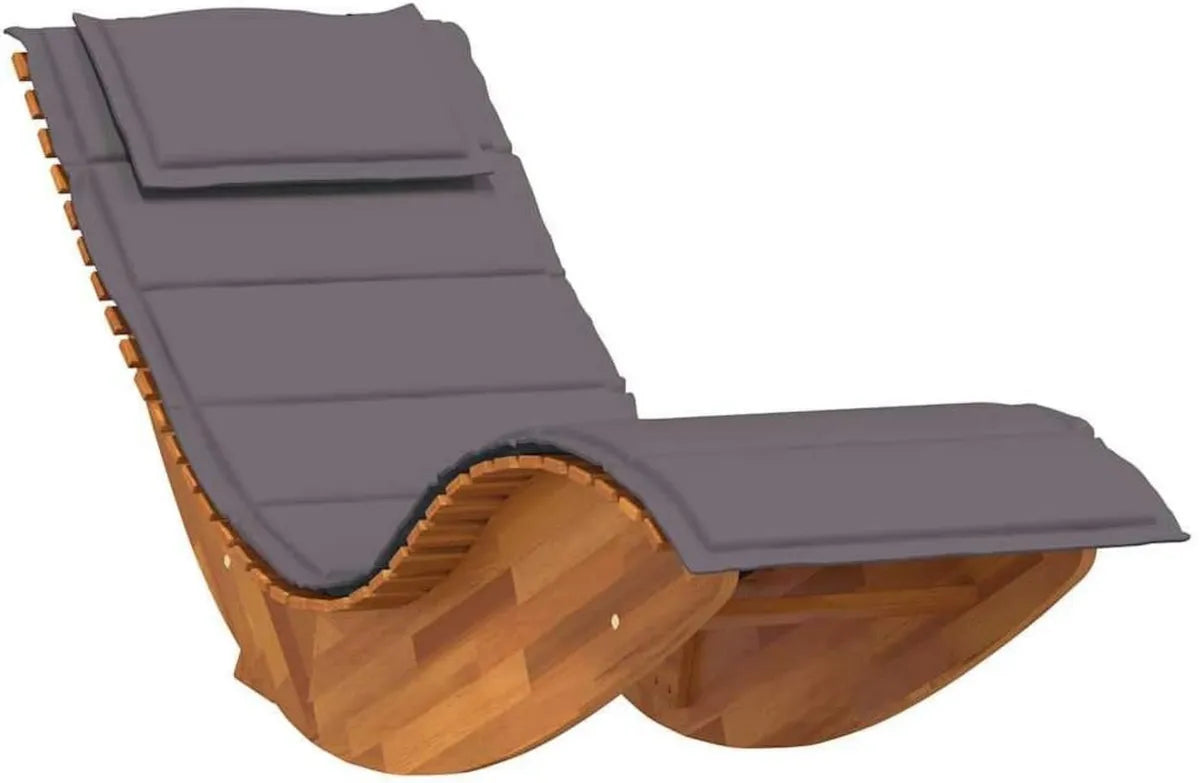 Chaise Longue à Bascule en Acacia Massif avec Coussin VidaXL