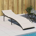 Chaise Longue en Résine Tressée Noire avec Coussin 55x199x50 cm pour Jardin