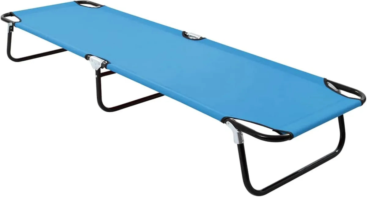 Chaise longue pliante en acier bleu turquoise pour jardin et plage