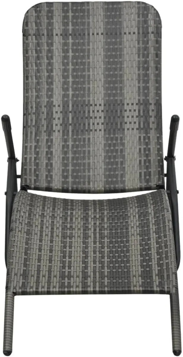Chaise longue en rotin synthétique gris, pliable et imperméable pour extérieur