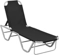 Chaise Longue de Jardin Moderne en Aluminium, Textilène Réglable, Résistante et Légère, Noir Argent, 190x59x30 cm